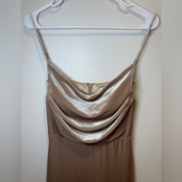 Revelry Skye Velvet Champagne Cowl Neck Maxi Dress Size 2 - Picture 4 of 12